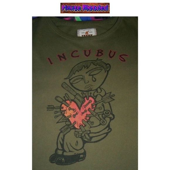 Limited Edition Trunk LTD Army Green Broken Heart Incubus Band Tee Shirt Sz L - Picture 4 of 9